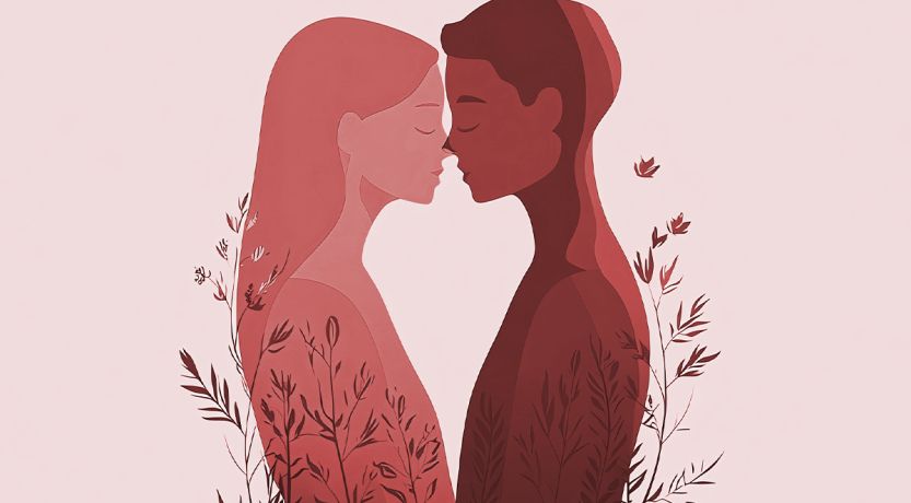 Illustration of a girl and guy face-to-face to illustrate the article Relationship Expectations