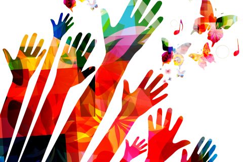 Illustration of colorful hands and butterflies to illustrate the article 