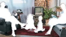 Photo of a 1950s or 60s era family with the parents and two children torn out to illustrate the article The Disappearing Family