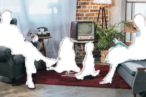Photo of a 1950s or 60s era family with the parents and two children torn out to illustrate the article The Disappearing Family