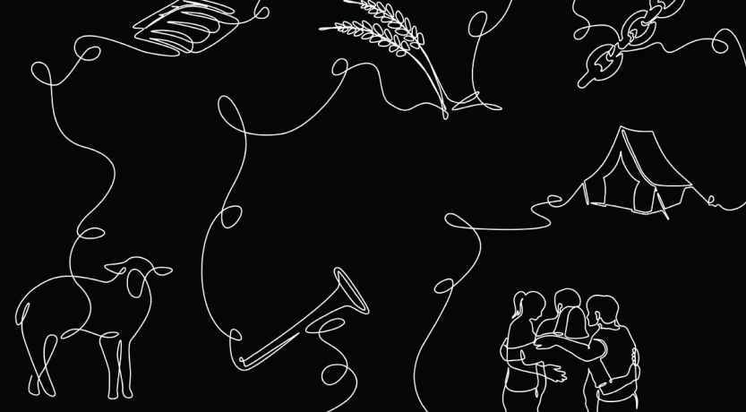 Line art of items associated with the seven festivals of Leviticus 23 to illustrate the article 