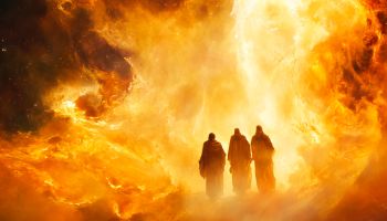 Illustration of three men in a fire, to illustrate the article 