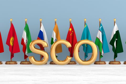 Photo of flags of the countries of the SCO (Shanghai Cooperation Organization) to illustrate the article 