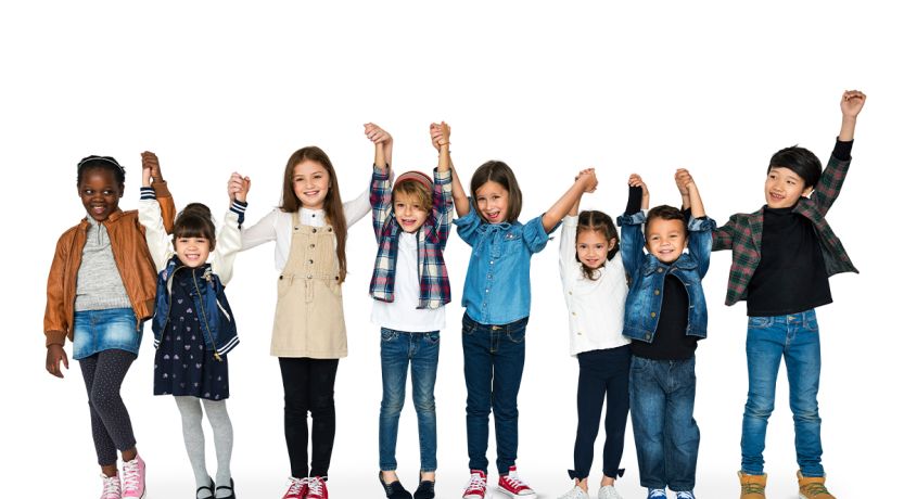 Line of children cheering to illustrate the article 