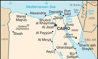 What's Unfolding in Egypt? (map from CIA World Factbook)