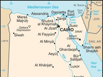 What's Unfolding in Egypt? (map from CIA World Factbook)