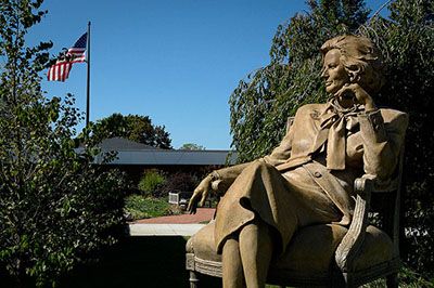Goodbye to the Iron Lady, Statue of Margaret Thatcher at Hillsdale College (photo by Karl Zeissky).