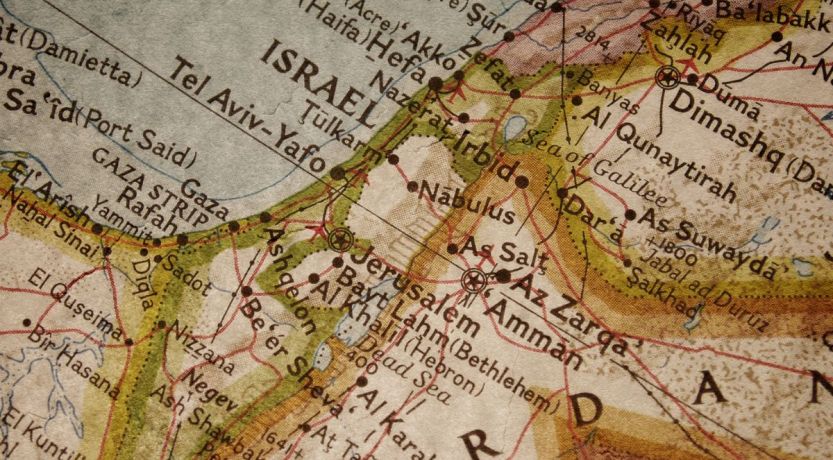 Modern political map of the area of the Holy Land