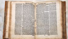 Photo of a Tyndale Bible to illustrate the article Killed for Translating the Bible