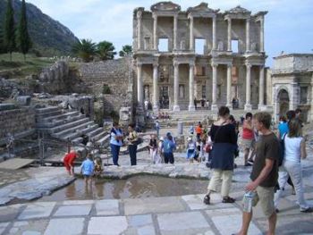 <p>The library among the ruins of ancient Ephesus (photo by David Treybig).</p>
