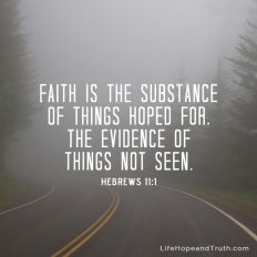 Faith is the substance of things hopes for, the evidence of things not seen.