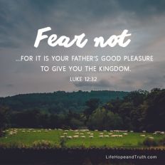 Fear not...for it is your Father's good pleasure to give you the kingdom.