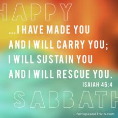 ...I have made you and I will carry you; I will sustain you and I will rescue you.