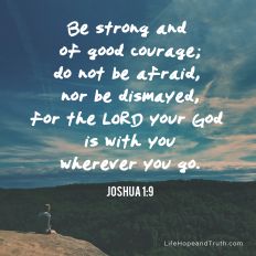 Be strong and 
of good courage;
do not be afraid, 
nor be dismayed,
for the LORD your God 
is with you
wherever you go.