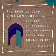 The Lord is good, a stronghold in the day of trouble; and He knows those who trust in Him.