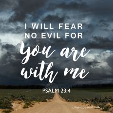 I will fear no evil for you are with me.