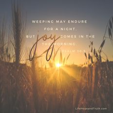 Weeping may endure for a night, but joy comes in the morning.