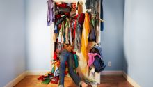 Photo of an overflowing closet to illustrate the article Spiritual Decluttering.
