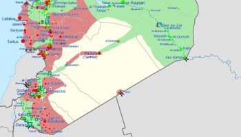 Complex Syrian military situation as of April 28, 2013 from Wikimedia Commons