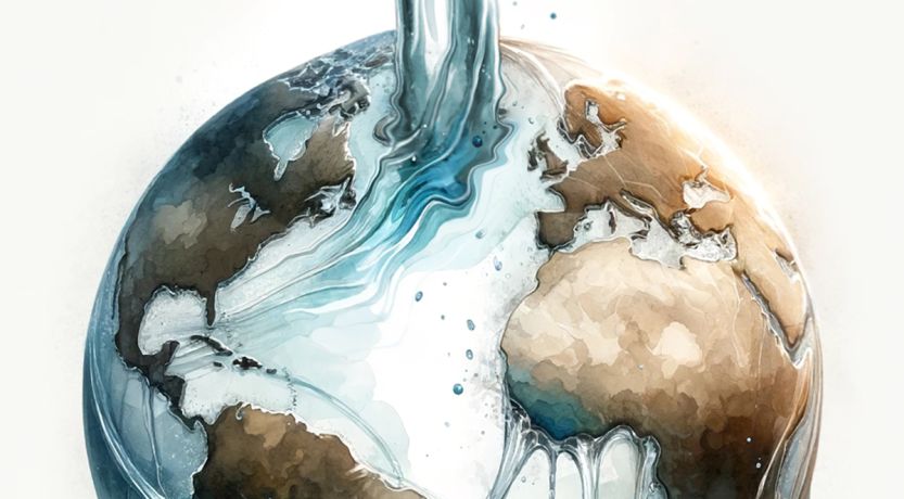 Graphic of water being poured over a globe, illustrating, “I will pour out My Spirit on all flesh” (Acts 2:17). This accompanies the article The Significance of Pentecost and the Book of Joel.