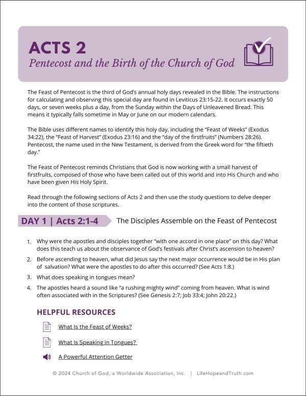 Acts 2: Pentecost and the Birth of the Church of God