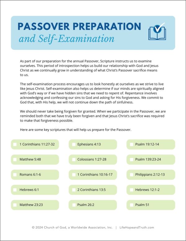 Passover Preparation and Self-Examination