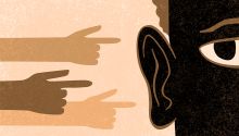 Illustration of hands pointing at a face, to illustrate the article What Does the Bible Say About Persecution?