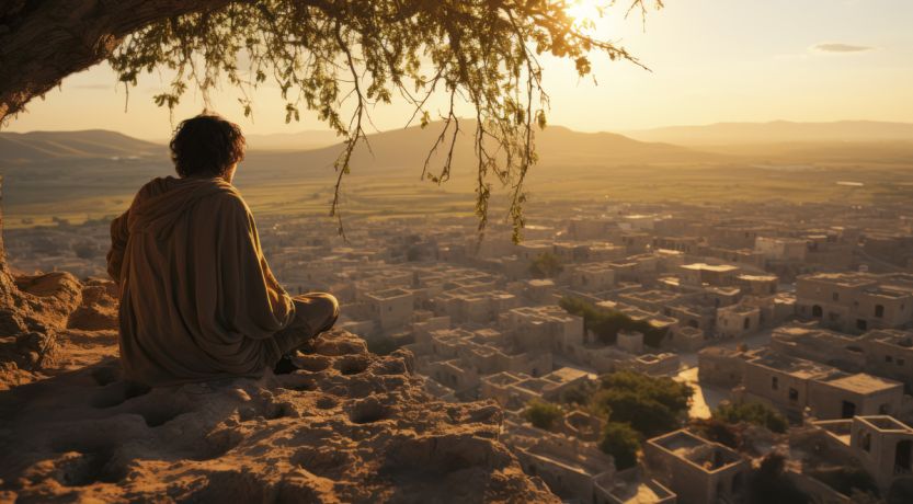 Photo of a man sitting overlooking a city, as the prophet Jonah did. This illustrates the article, When Prophecies Fail.