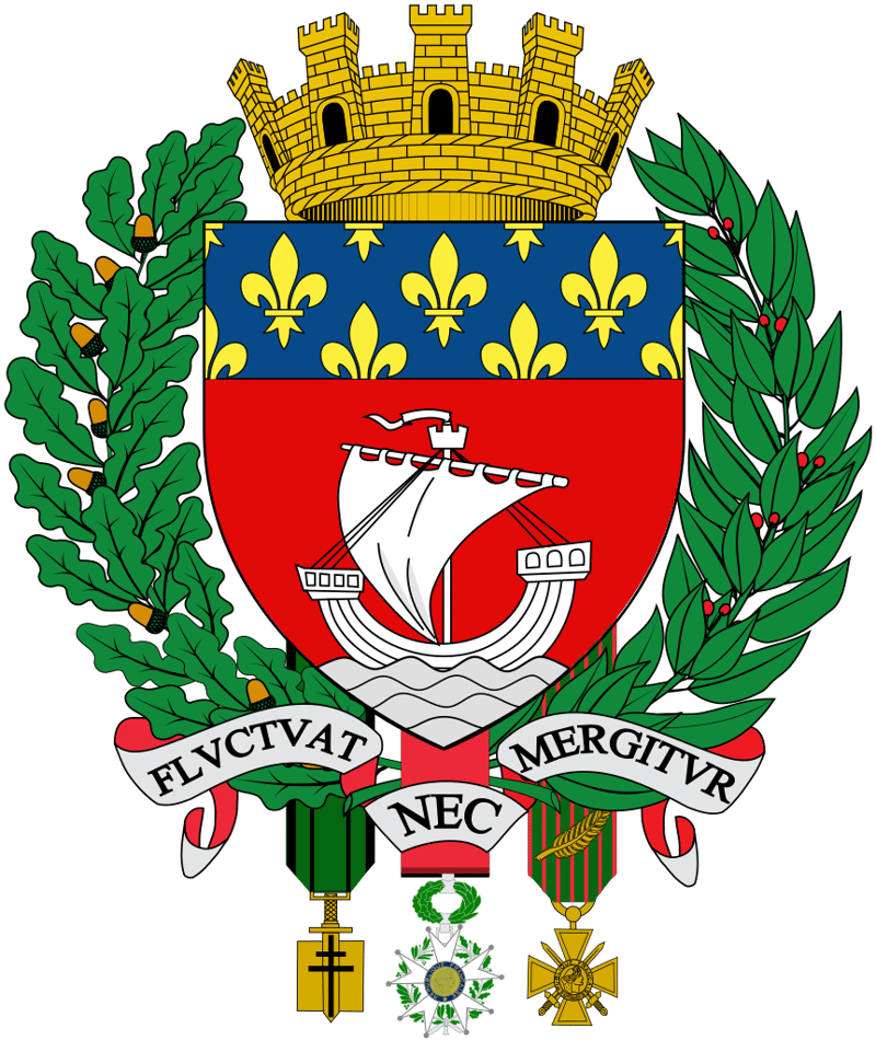 Coat of arms of the city of Paris with the motto Fluctuat Nec Mergitur.