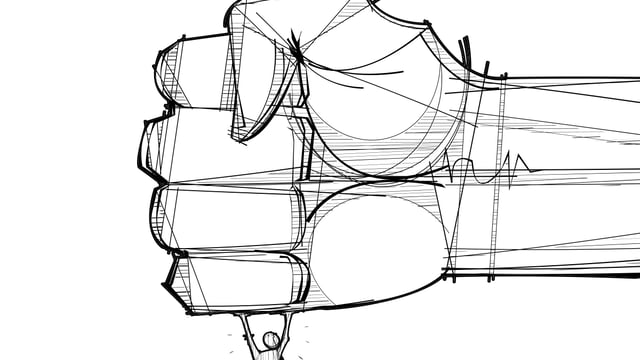 Illustration representing a huge Iron Fist crushing a person