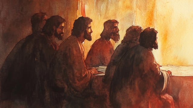 Illustration of men looking attentively across a room, to illustrate the article 