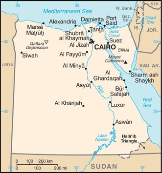 What's Unfolding in Egypt? (map from CIA World Factbook)