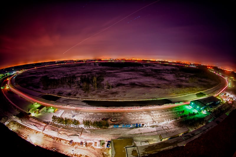 Tevatron, one of the particle accelerators used in searching for Higgs boson, 