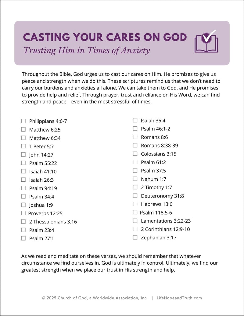  Casting Your Cares on God: Trusting Him in Times of Anxiety