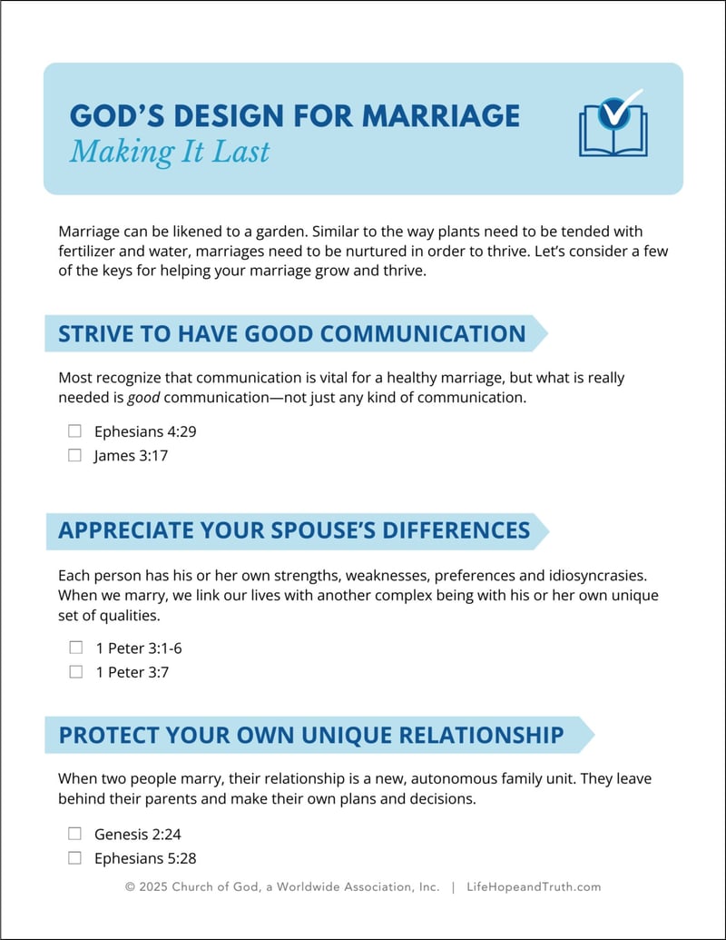 God’s Design for Marriage: Making It Last