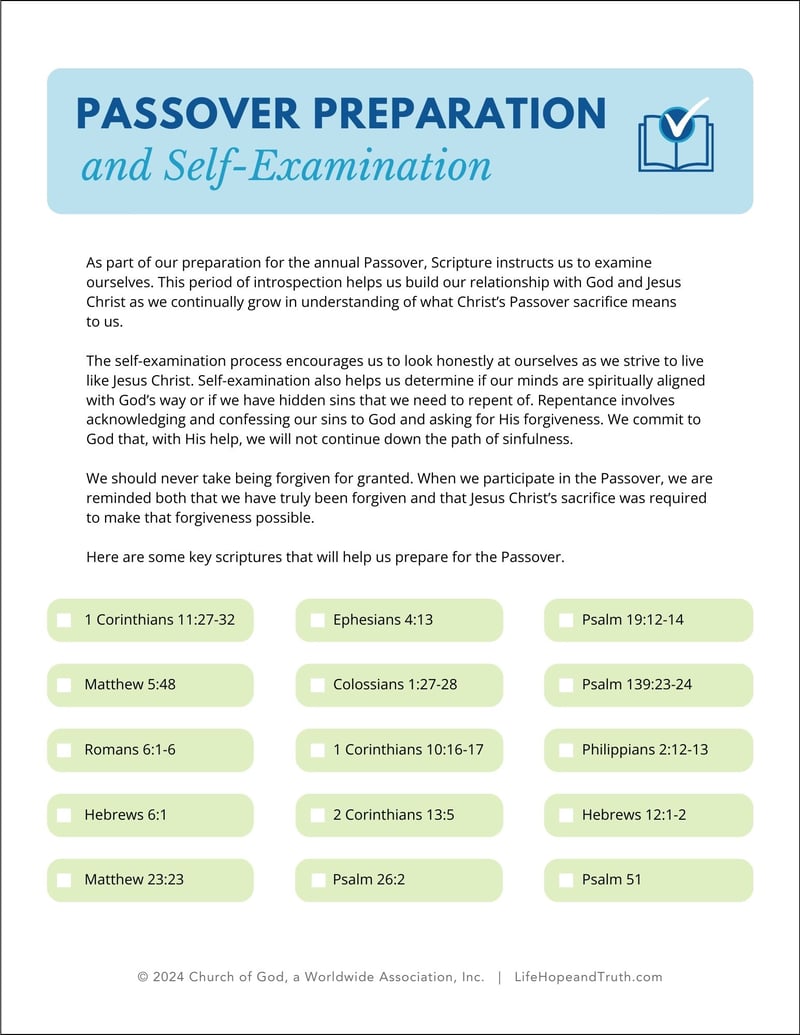 Passover Preparation and Self-Examination