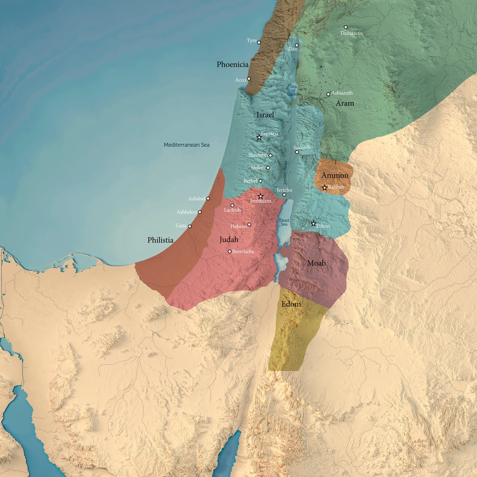 <p>The ancient kingdoms of Israel and Judah and neighboring peoples.</p>