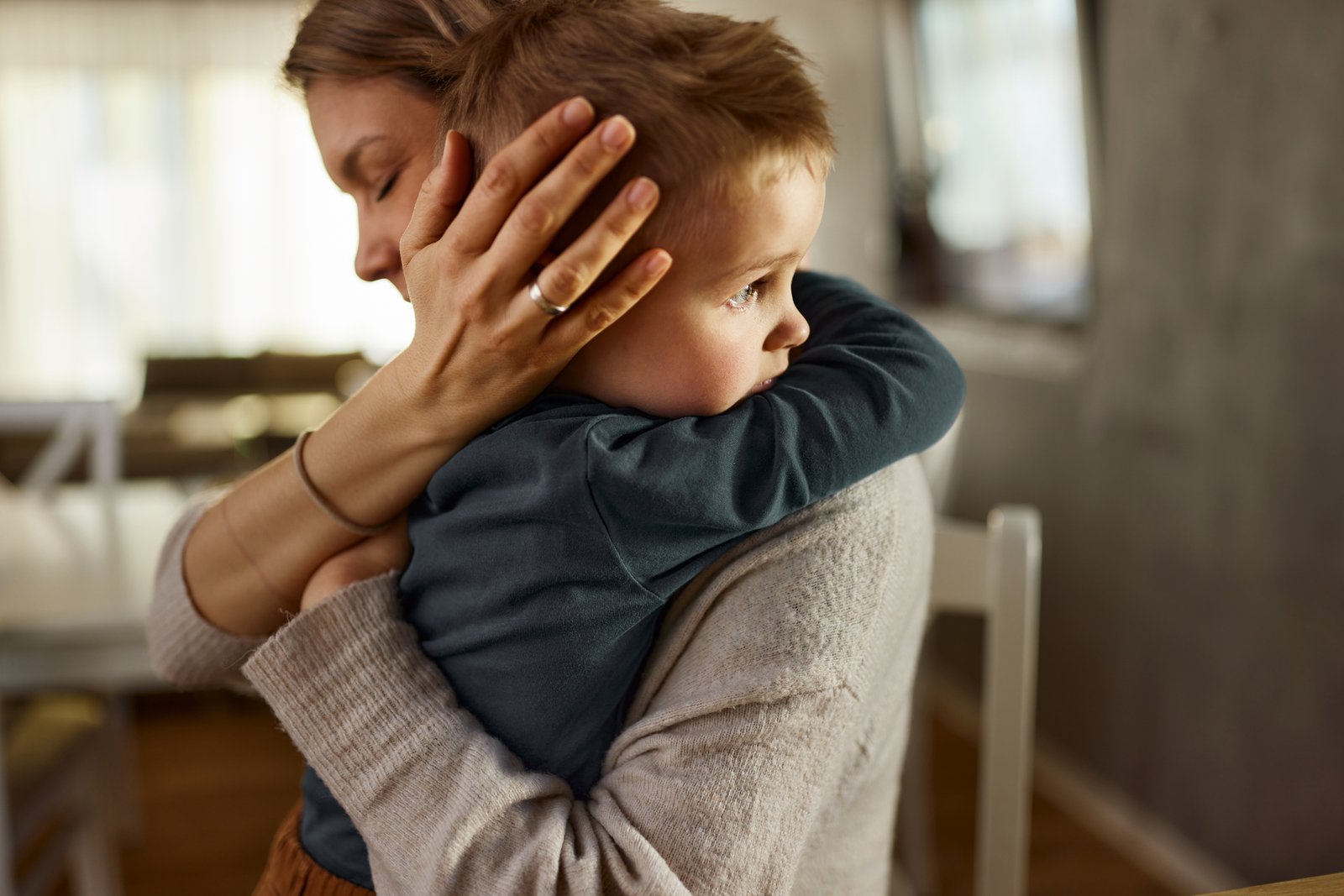 A mother provides comfort