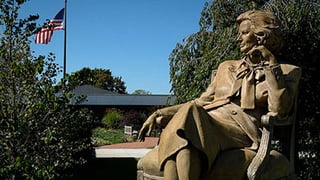 Goodbye to the Iron Lady, Statue of Margaret Thatcher at Hillsdale College (photo by Karl Zeissky).