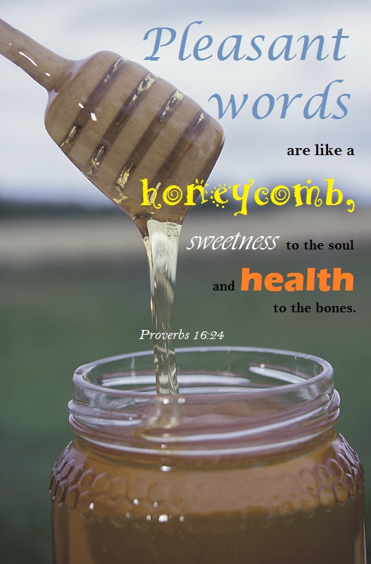 Pleasant words are like a honeycomb, sweetness to the soul and health to the bones (Proverbs 16:24).